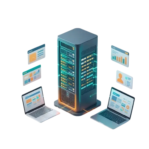 Cloud hosting infrastructure illustration